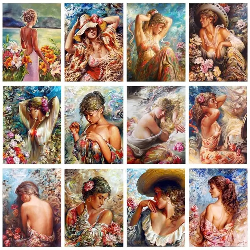 

GATYZTORY Paint By Number Woman Drawing On Canvas HandPainted Painting Art Gift DIY Pictures By Number Kits Home Decor