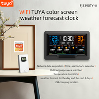 WIFI Weather Station TUYA Digital Alarm Clock Wall Indoor Outdoor Temperature Humidity 5 Days Forecast Table Watch Room Decor