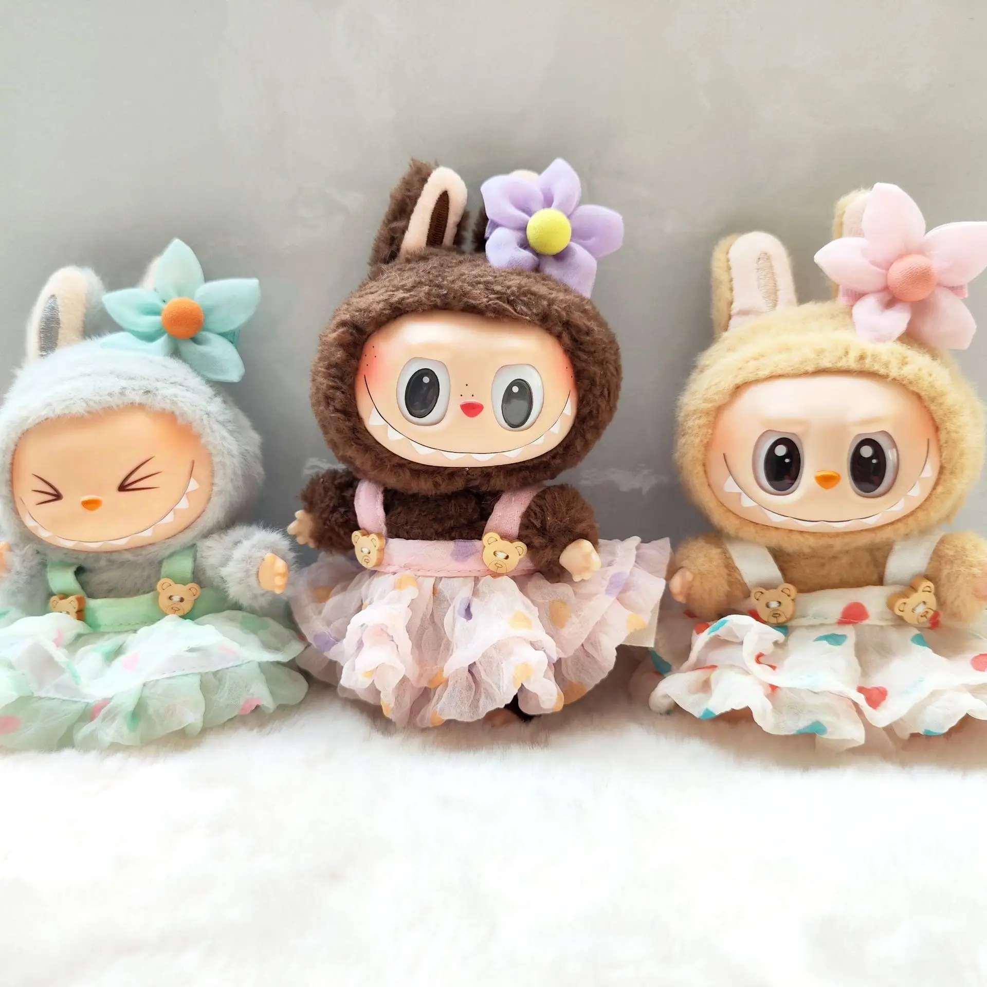 

for 17cm labubu Doll Clothing Accessories for First/Second Generation 17cm Labubu Doll Dress Hair Ornaments Set Girl Festival