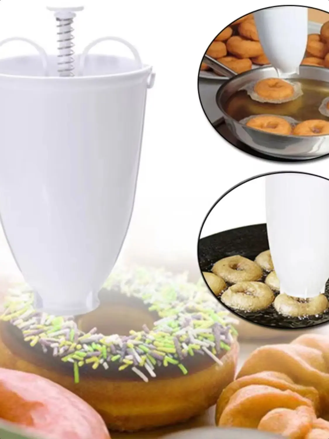 صانعة حلوى الدونات البلاستيكية سهلة سريعة المحمولة دونات قالب دليل الهراء موزع دونات آلة كعكة البسكويت الكوكيز لتقوم بها بنفسك أداة الخبز