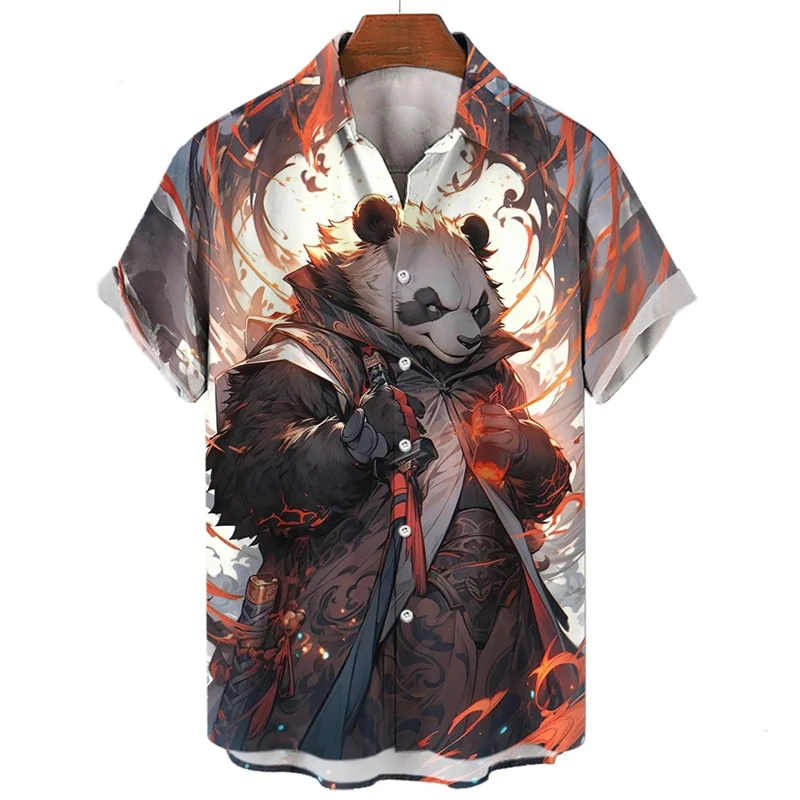 New Animal Shirts For Men Clothing 3d Panda Orc Print Pattern Casual Fashion Mens Shirts & Blouses Ropa De Hombre High Quality