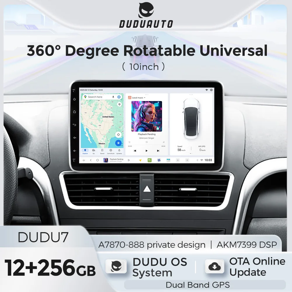 DUDUAUTO 1din Universale 10 "Radio Per Auto Andriod Auto Carplay Schermo Girevole BT FM 4G Per Toyota Peugeot Fiat Hyundai BMW VW SEAT