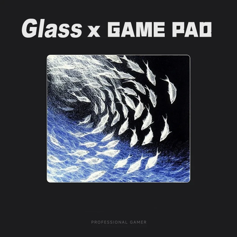 

Trendy Art Ocean Wave & Fish XXL Photovoltaic Glass Mouse Pad - Design Tempered Smooth Surface for FPS eSports & Office Home Use