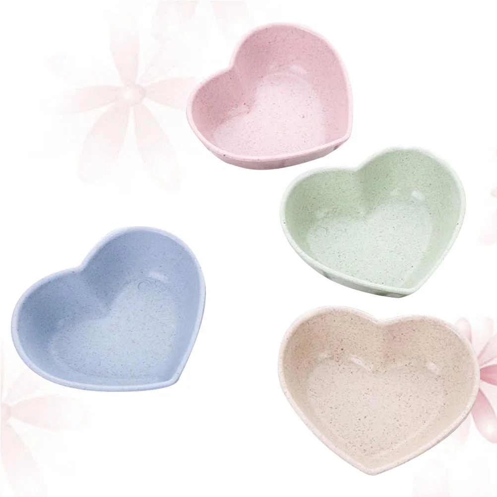 

4 Pcs Bowls Vinegar Dish Love Heart Shape Plates Seasoning Dishes Soybean