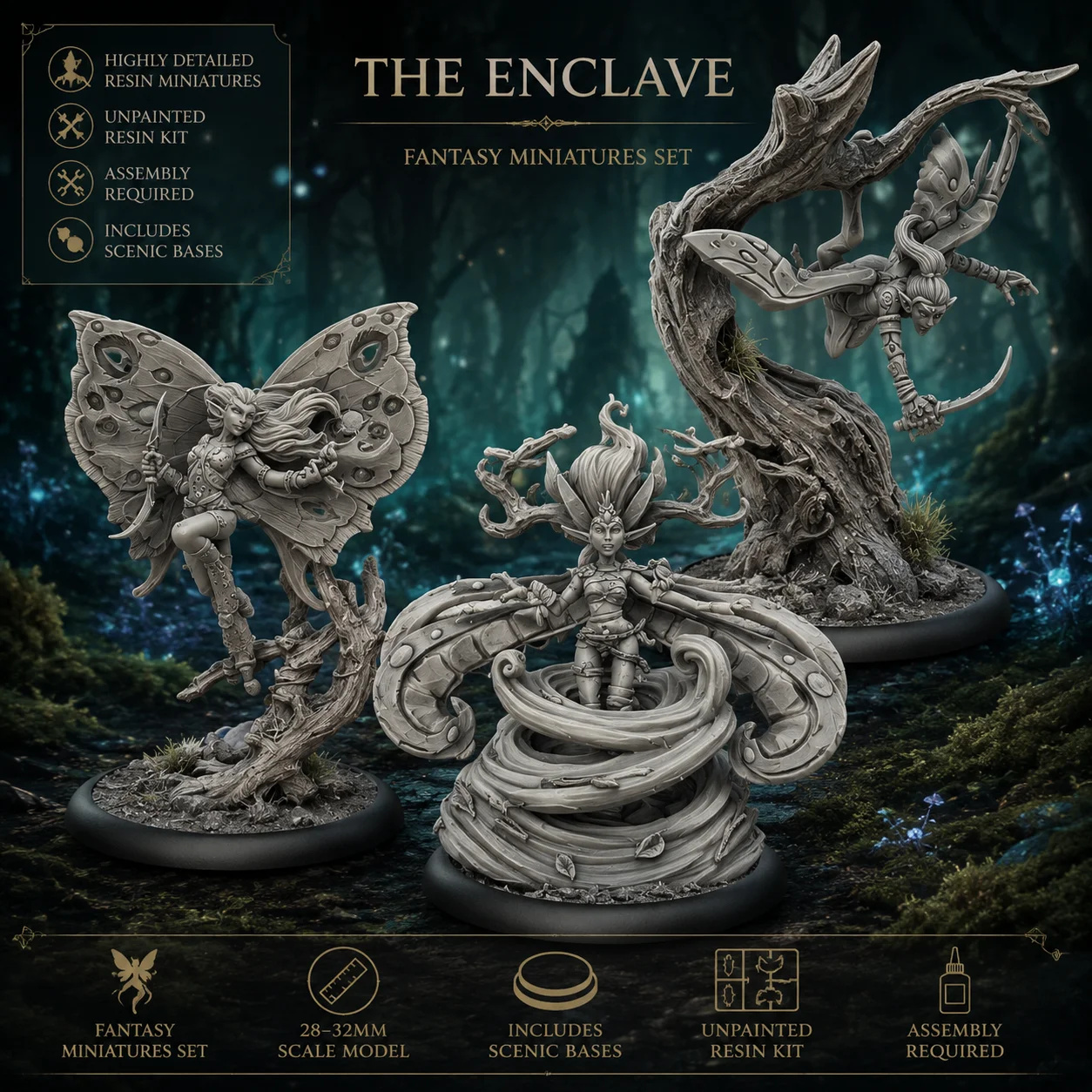 

Die Cast Resin Model Assembly Kit, GK, The Enclave Team, Unpainted (including Base)