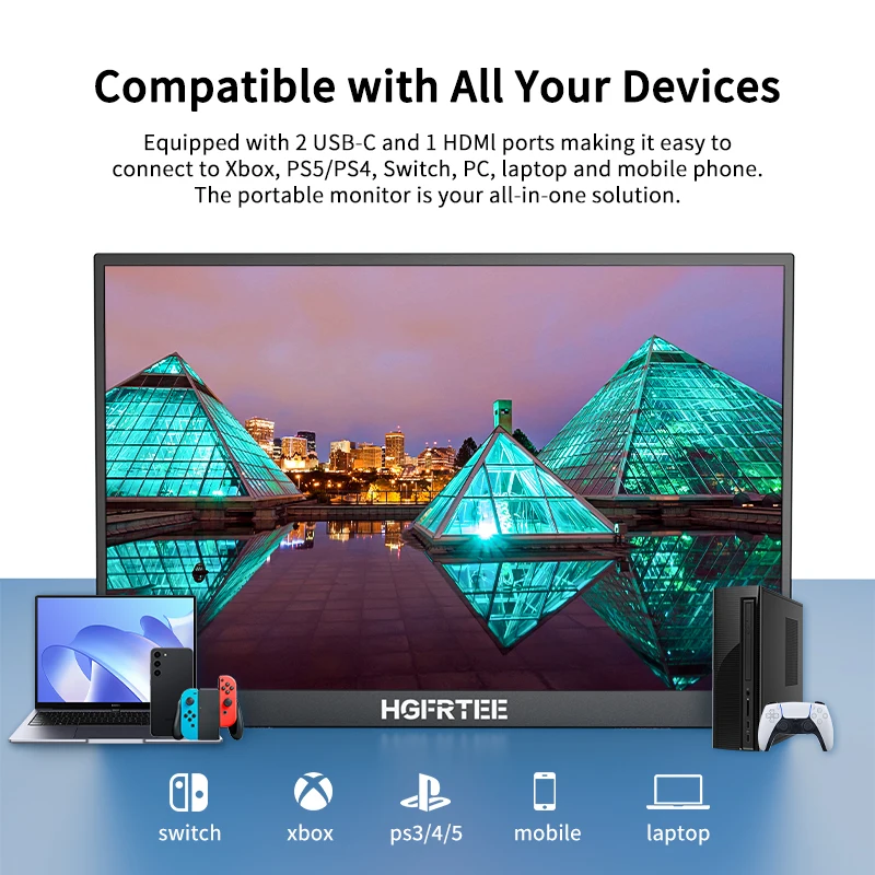 شاشة محمولة 14.1 بوصة 1080P IPS 100% SRGB شاشة محمولة للألعاب مع حامل لأجهزة الكمبيوتر المحمول PS5/4 Switch Xbox Raspberry Pi