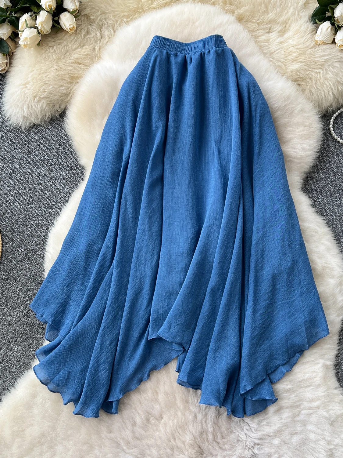 falda Versátil de Cintura Alta con Corte en A, Diseño Sensacional para Mujer, Verano 2025, Estilo Coreano, Faldas Irregul...