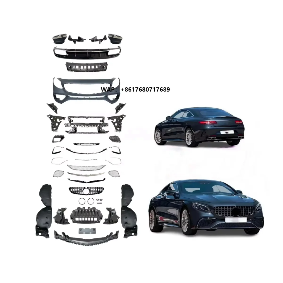 YUNZ Full Body Kit for  Benz S-Class C217 Coupe S63/S65 2014-2020 Auto Bodykit Unpainted Plastic Grille Bumpers
