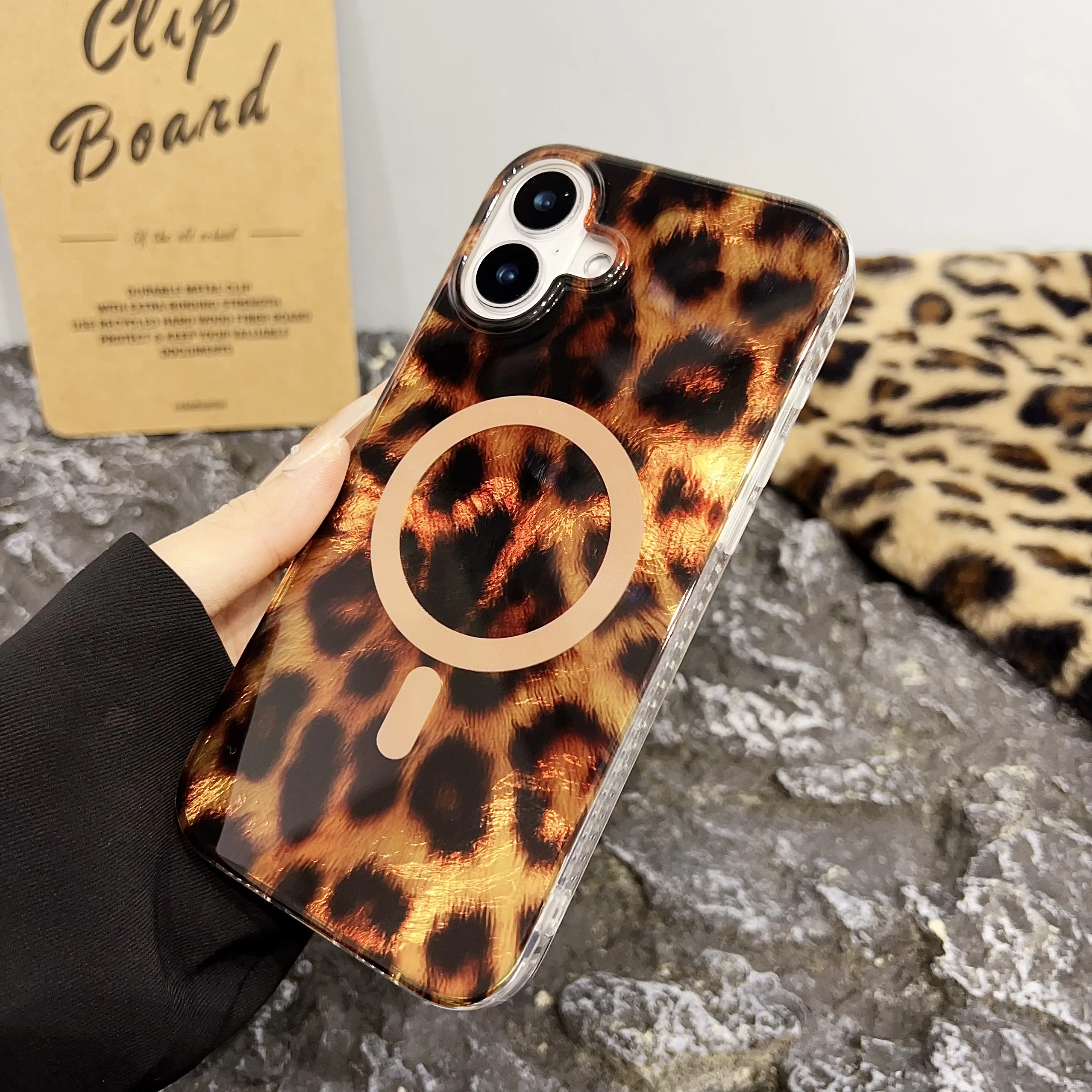 Luxury  Leopard Cheetah Print Magsafe Phone Case For iPhone  1613 15 14  Wireless Charging Silicone Protection  Back Cover