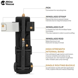 Metal Tourniquet, 3 X 95CM, Metal Turnstile, Rhino Rescue Tactical Combat Rotating Medical Emergency Strap, Trauma IFAK Gear