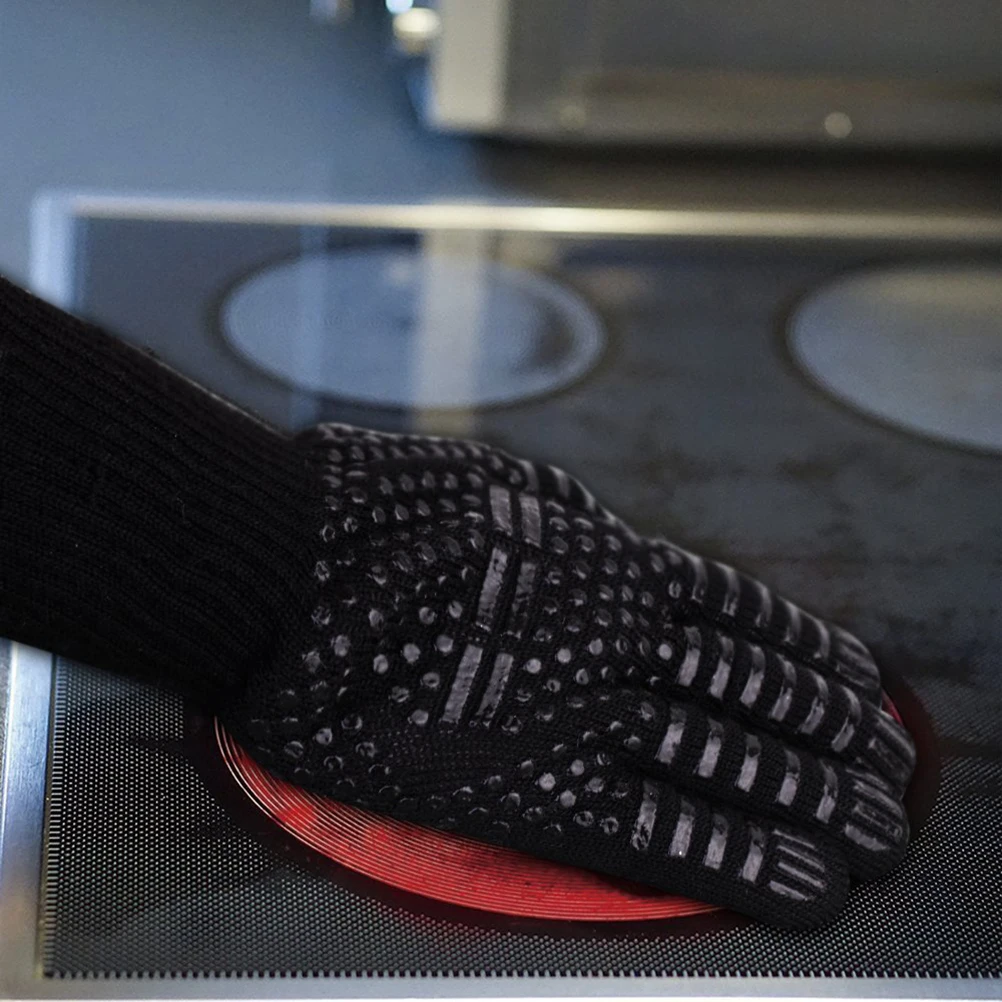 

2Pcs Heat Insulation Gloves High Temperature Resistant Kitchen Oven Mitts BBQ Grill Anti Scalding Aramid Case Fire Prevention