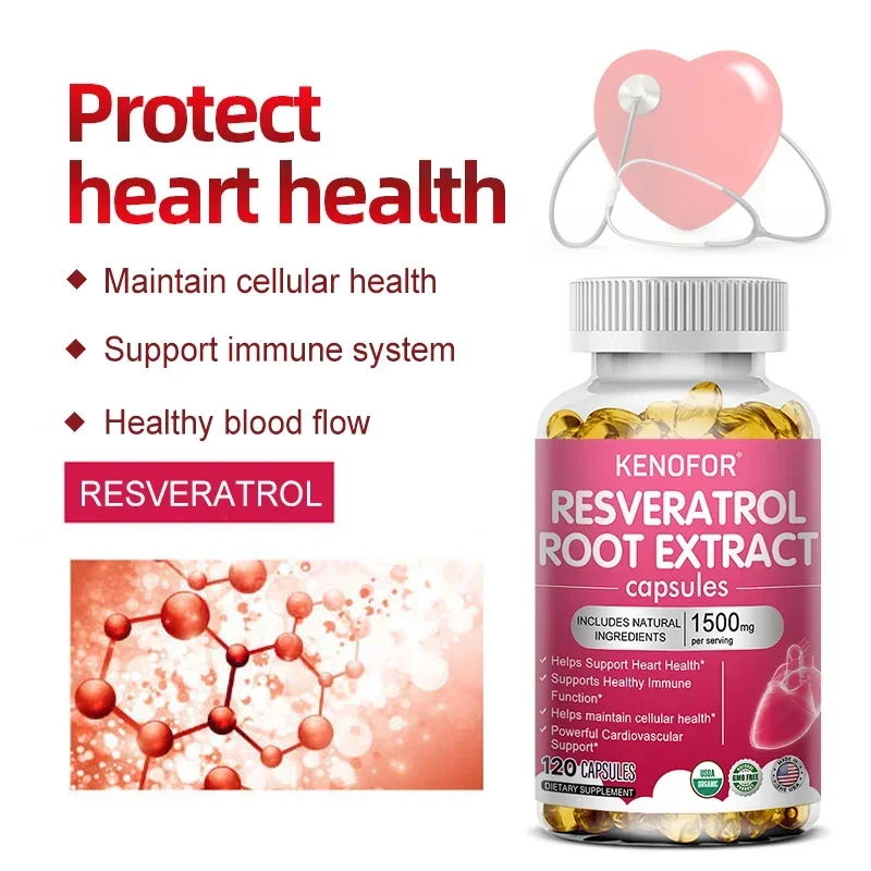 Resveratrol 1500 Mg - Antioxidant Supplement, Anti-aging, Boosts Immunity, Metabolism, Heart Health, Cellular Health