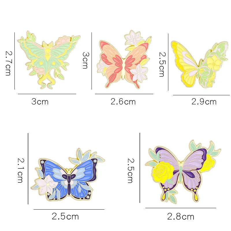 Floral Wings Butterfly Enamel Pins Custom Insect Brooches Actias Seleme Lapel Badges Animal Jewelry Gift for Kids Friends