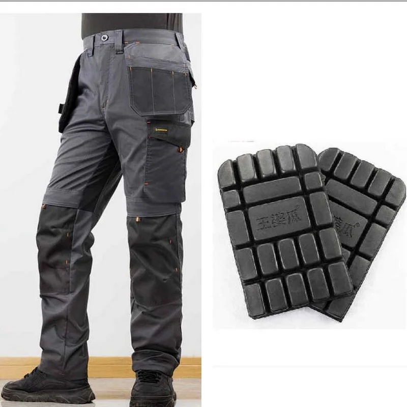 Men Casual Pants Tactical Joggers Cargo Pants Multi-Pocket Trousers Electrician Pants With Knee Protection Pads