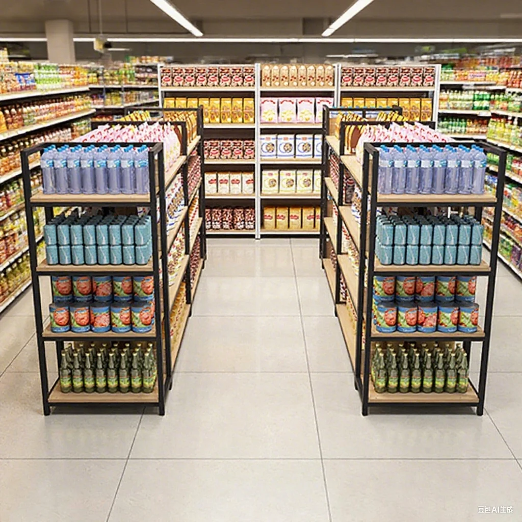 Custom.4-Layer Adjustable Supermarket Shelves Black Painted Metal Retail Racks with Mobile Heavy Duty for Tools Garage Food Stor