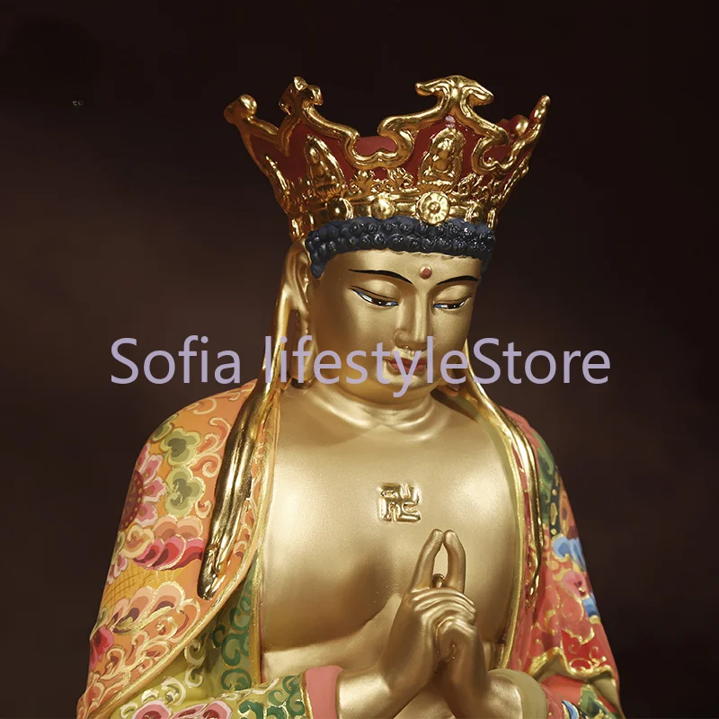 Hand-painted gold colored copper Tathagata Buddha ornaments Buddhist home decoration Mainland China  Metal  Religious  Buddhism