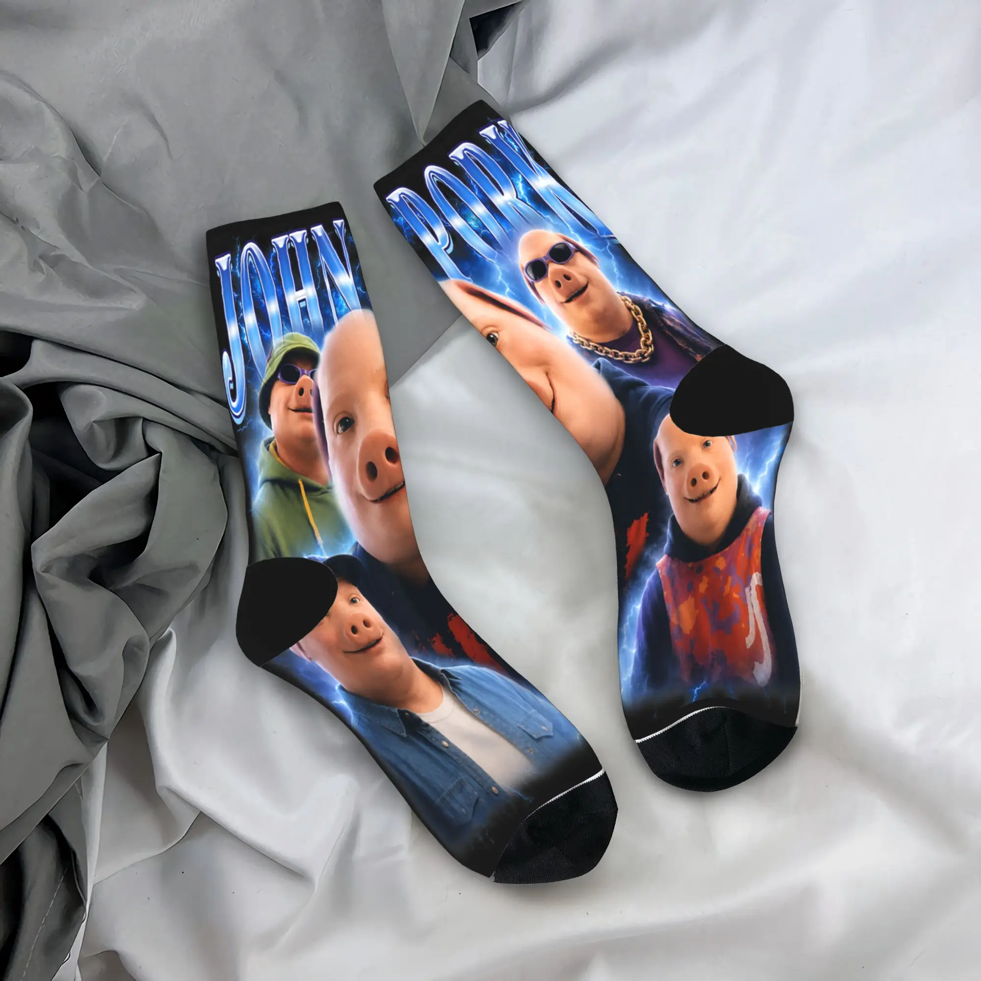Funny John Pork Meme Vintage John Pork Bootleg Stockings Printed Gothic Socks Spring Anti Socks Adults Men Running Sports Socks