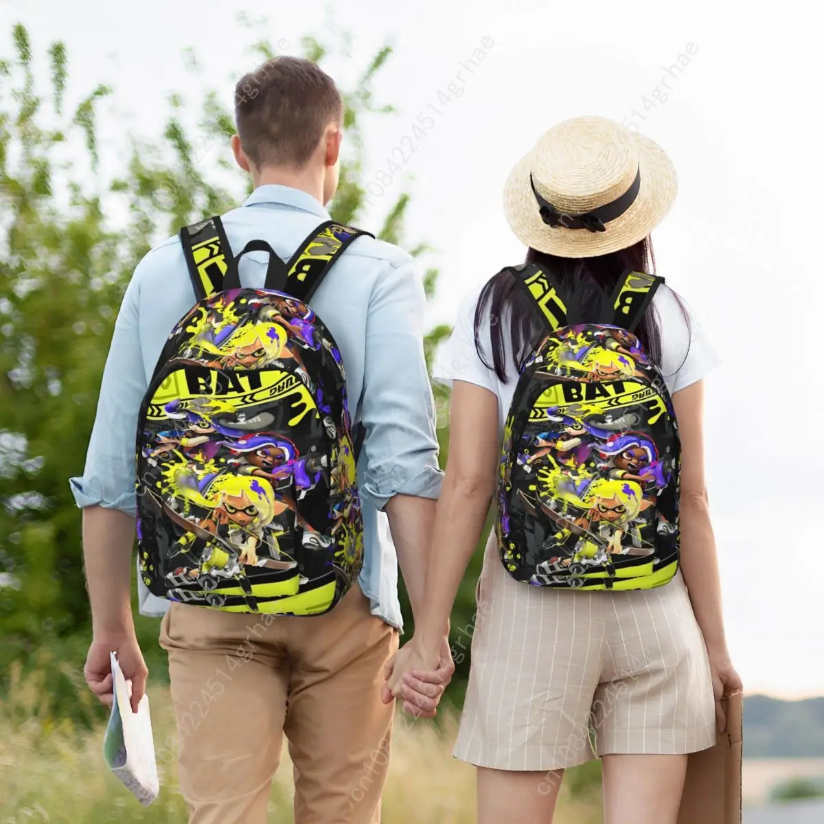 Tas Ransel Remaja Splatoon untuk Game Video, Ringan, Tas Bisnis untuk Pelajar, Pria Wanita, Tas Laptop Komputer, Tas Kanvas