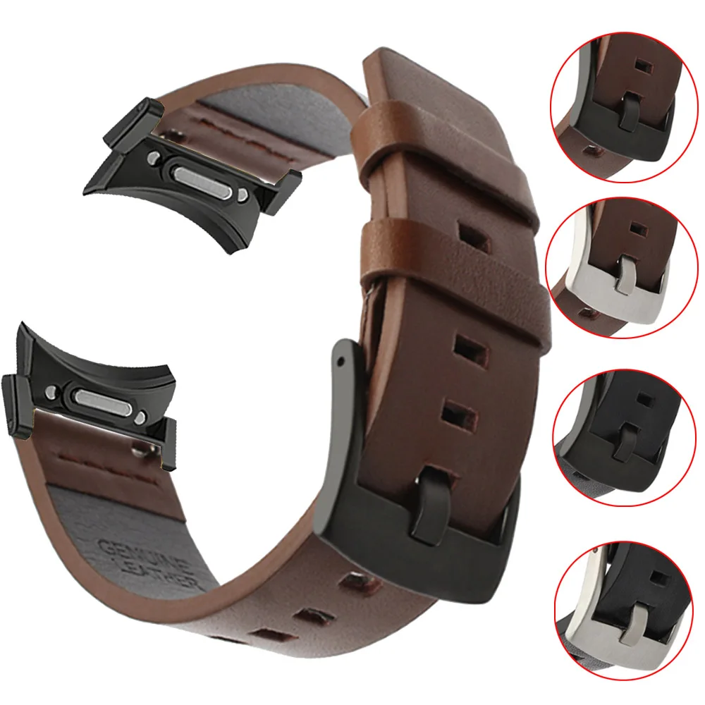 No Gaps Leather Band for Samsuang Galaxy Watch 7 6 5 4 40 44mm Quick fit Strap for Galaxy Watch FE/6 4 classic 43 47 42 46mm