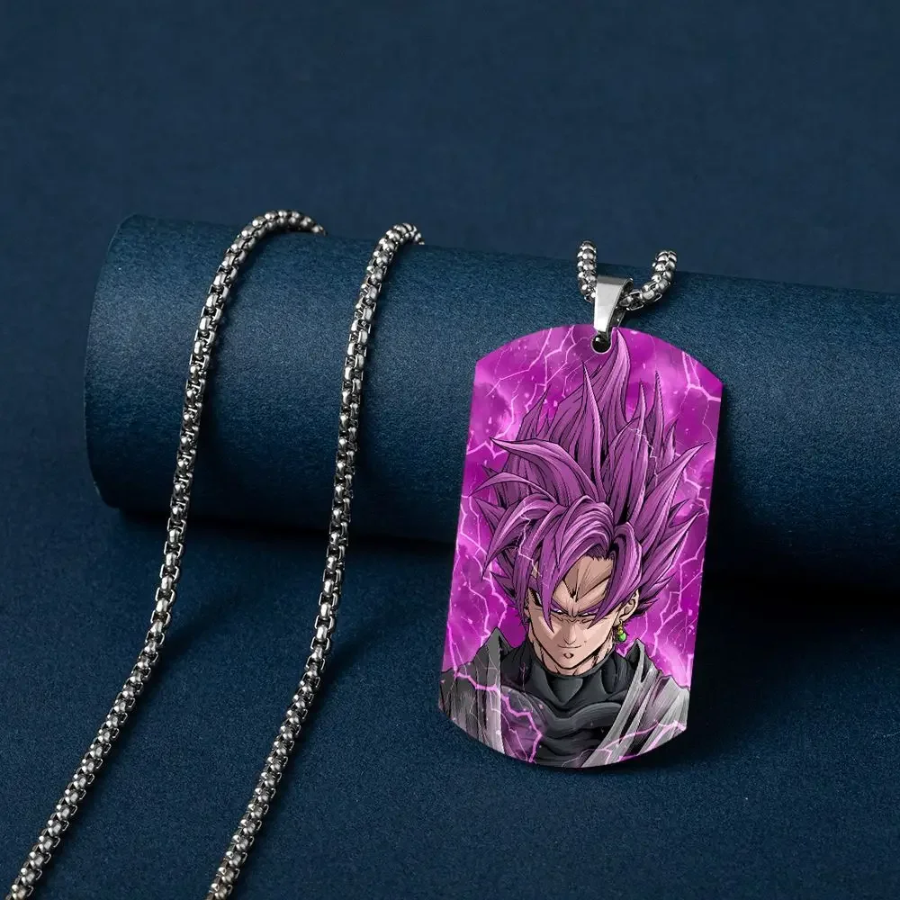 2024 Anime Dragon Ball super Saiyan Monkey King color printed stainless steel necklace festival gift