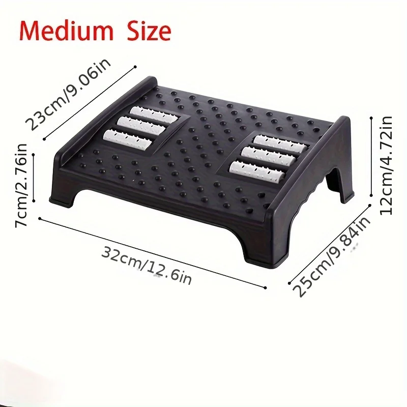 Descanso de pés de plástico ergonômico com massageador para uso em escritório e banheiro - Penico agachado para adultos - Apoio para os pés sob a mesa para conforto