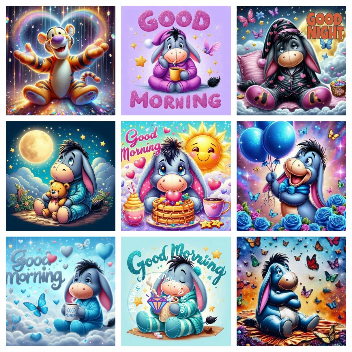 

Eeyore 5D DIY AB Diamond Painting Kit Diamond Embroidery Cross Embroidery Handmade Art Children's Gift Crafts Home Decoration