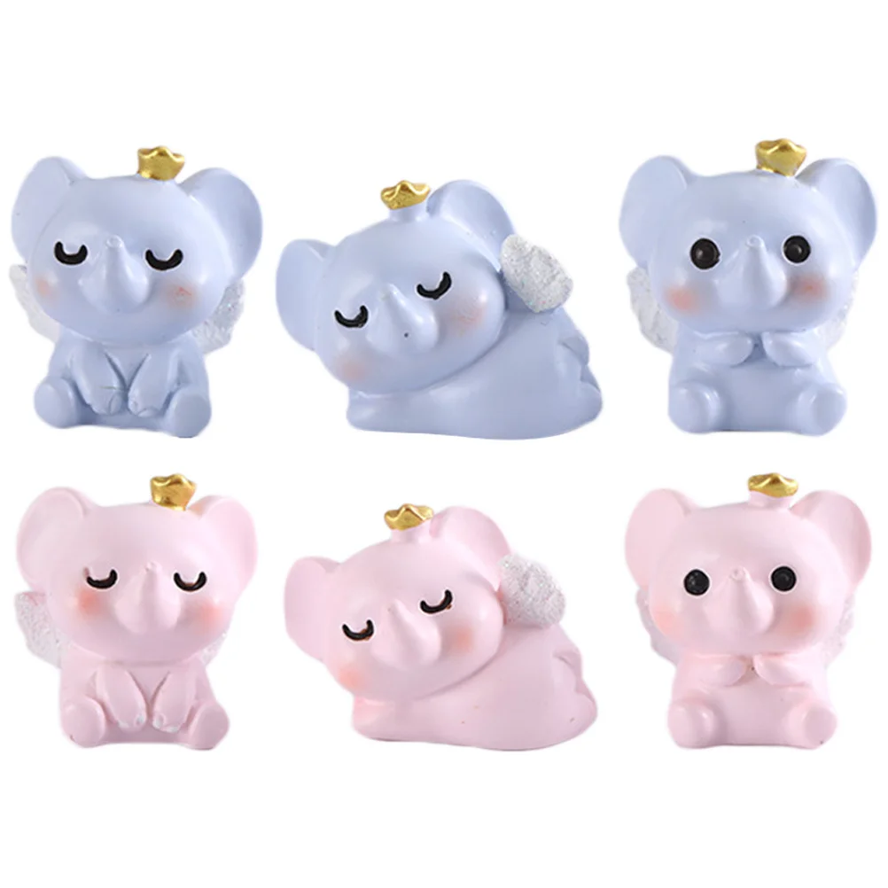 

6Pcs Resin Elephant Yard Decor Compact Size Lightweight Indoor Outdoor Miniature Garden Statues Miniatures Party Decorations