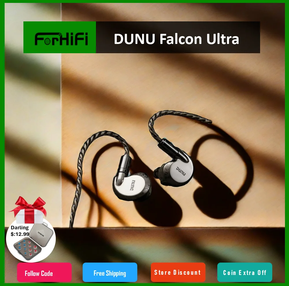 

2024 New DUNU Falcon Ultra Titanium Grey Loong Year Edition Dynamic Driver IEMs with Replaceable Sounding Filters MMCX Cable