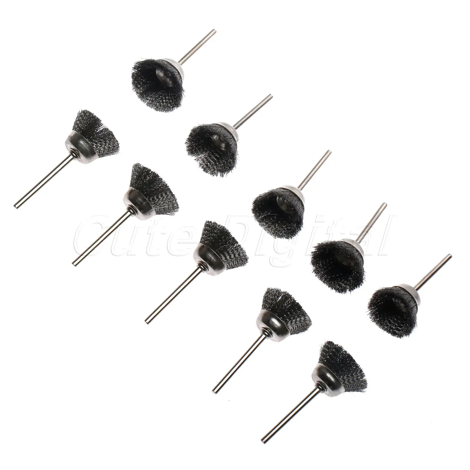 10 teile/los 25mm Metall polier bürsten rad für Dremel-Zubehör Dreh werkzeuge 3mm Schaft Stahldraht becher bürsten für Gesenk schleifer