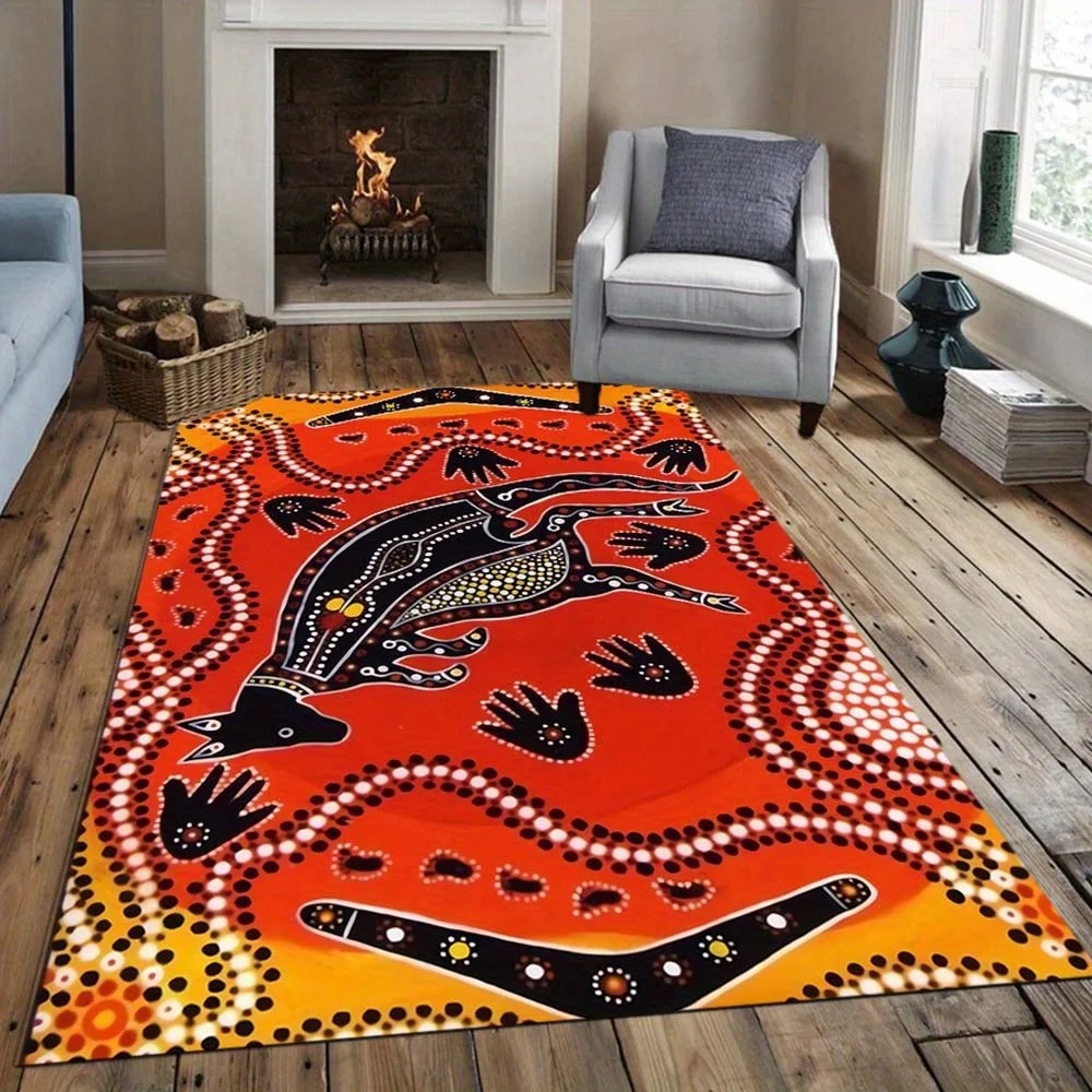 سجادة مربعة مطبوعة على شكل حيوانات من القطيفة - غير قابلة للانزلاق ودافئة وأنيقة لغرفة المعيشة أو غرفة النوم، متوفرة بمقاسات متعددة، بوليستر #5