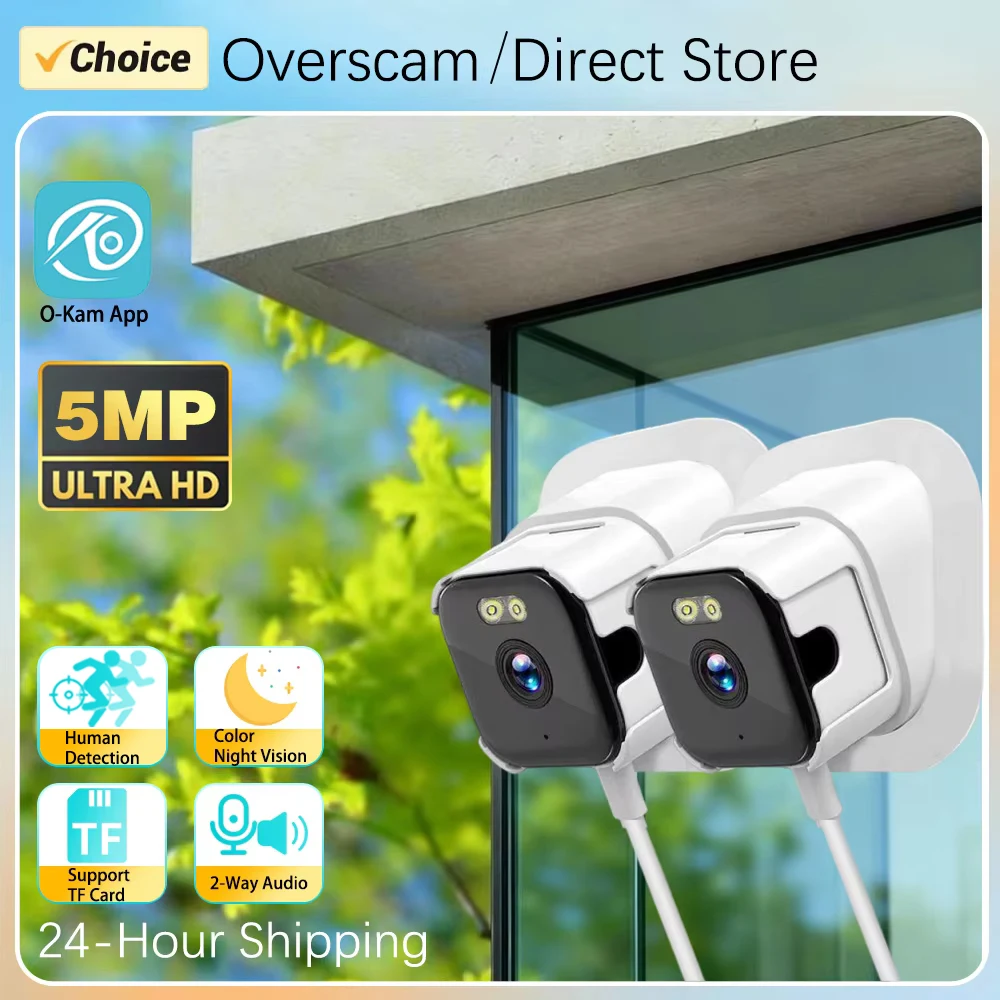 Mini 5MP Window Camera 2.4G 5GHz WiFi Indoor Closed-Circuit Television Used For Home Security Color Night Vision 24/7 Recording