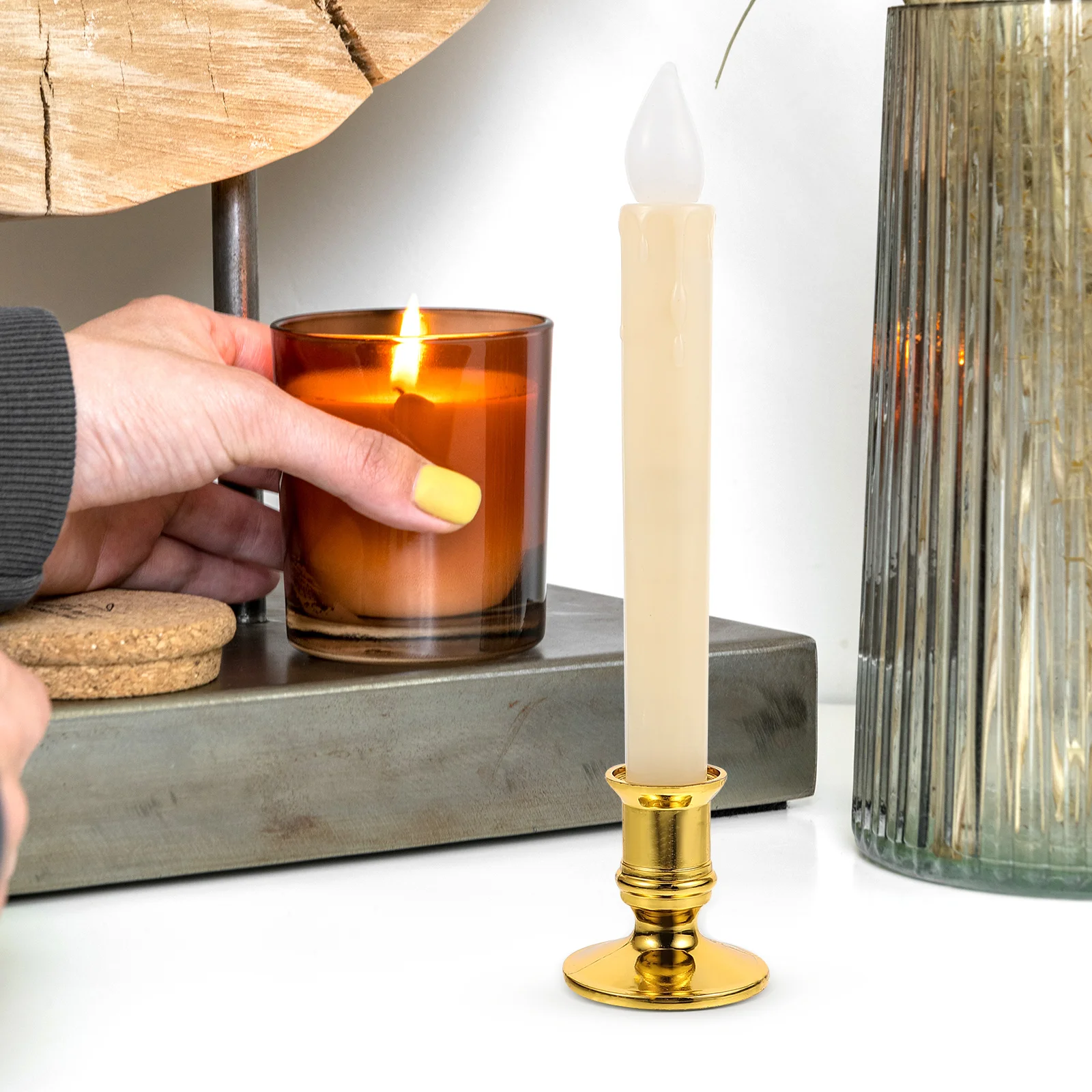 

4 Pcs LED Simulation Candles Light Multifunction Lamp Warm White Beam Festive Atmosphere Infrared Remote HomeDecoration