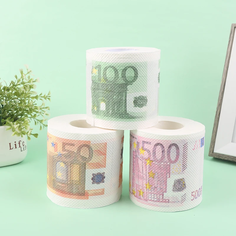 1 Roll 50/100/500 EUR Bill Toilet Paper Decoration for Home Rolling Holder Tissue Funny Gift