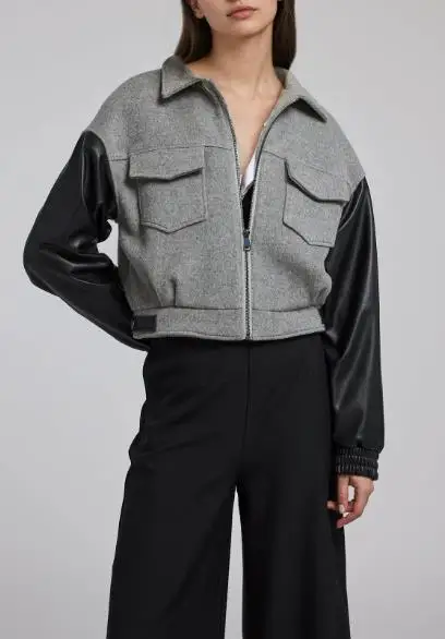 2025 Spring Autumn New Elegant Coat Women's Clothing Design Sense Niche Street Fashion Loose Short Style Color Blocked Jacket