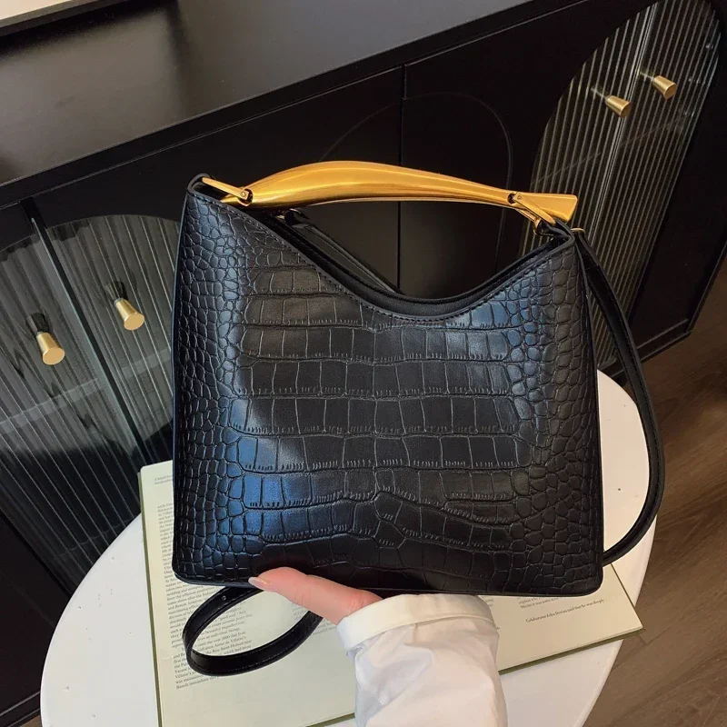 

Cute Shark Metal Handle Clutch Bag Lady Small Stone Pattern Pu Leather Crossbody Bag Brand Designer Handbag Luxury Tote Bag