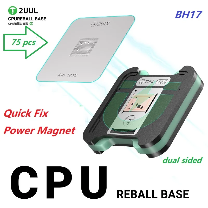 2UUL BH17 CPU Double-Sided Solder Kit Strong Magnetic Adhesion 75 Soldering Mesh for IPhone Android Repair Soldering Tool image 2