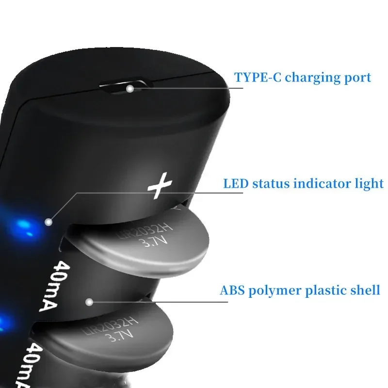 4slot Portable USB High-capacity Button Battery Smart Fast Charge Compatible with LIR2032/2025/2016 ML2032 LIR2032H Multi-Type