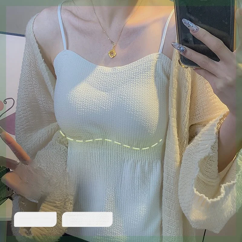 

Maternity Knitted Tank Top with Chest Pad Inner Wear Outer Wear Cover Belly Slimming Women's Clothing