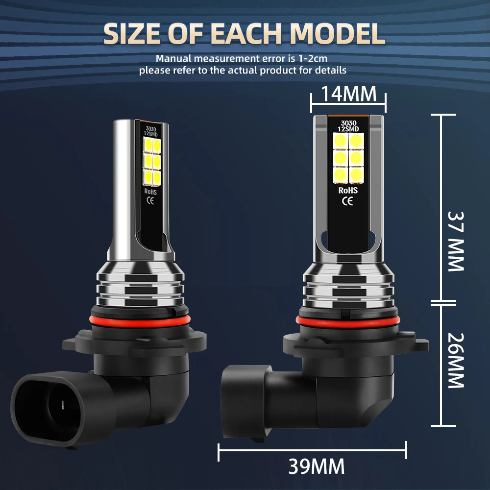 2Pcs LED Fog Lamp Bulbs For Subaru Forester SH 2008 2009 2010 2011 2012 2013 Car Front Fog Light White 6000K Auto Foglights 12V