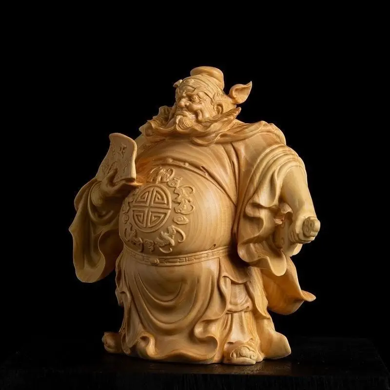 Boxwood Carving Hand Handle Piece Domineering Nafu Zhong Kui Character Demons and Demons Play Objects Handicrafts