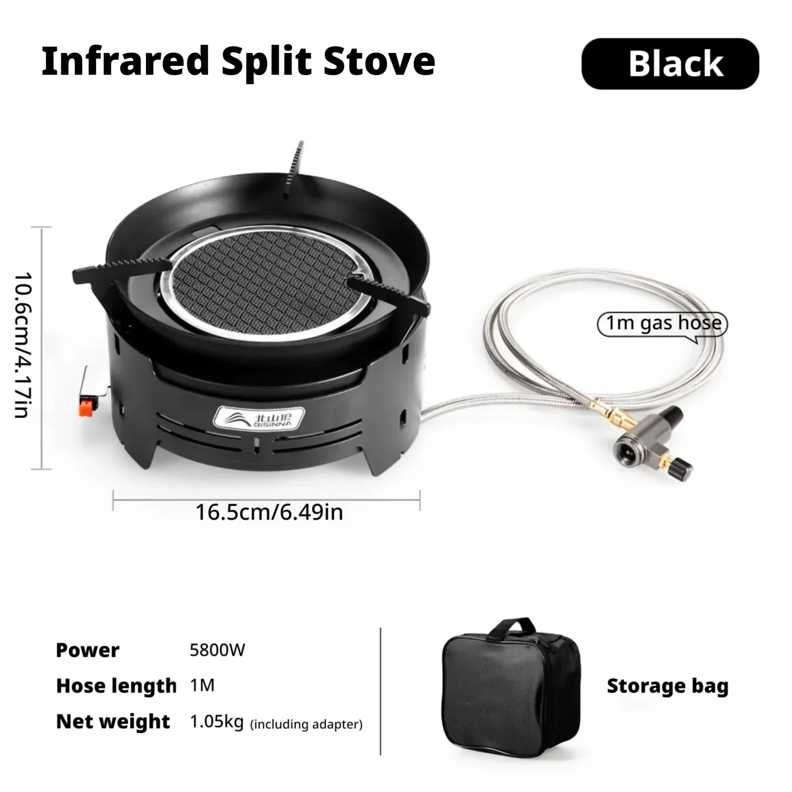 BISINNA 5800W Infraroodkachel Draagbare split-gasbrander met opbergdoos Outdoor Picknick Wandelen Winddicht Campingfornuis
