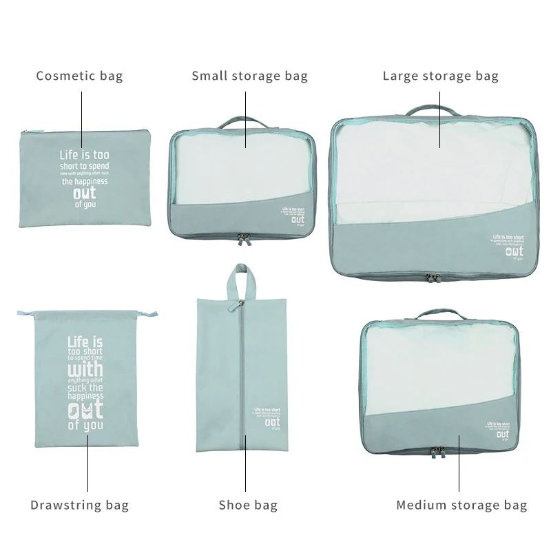 6pcs Travel Organizer Pouch Suitcase Washable Packing Cube High Quality Luggage Organizer Portable Clothes Pouch Bag Lightweight