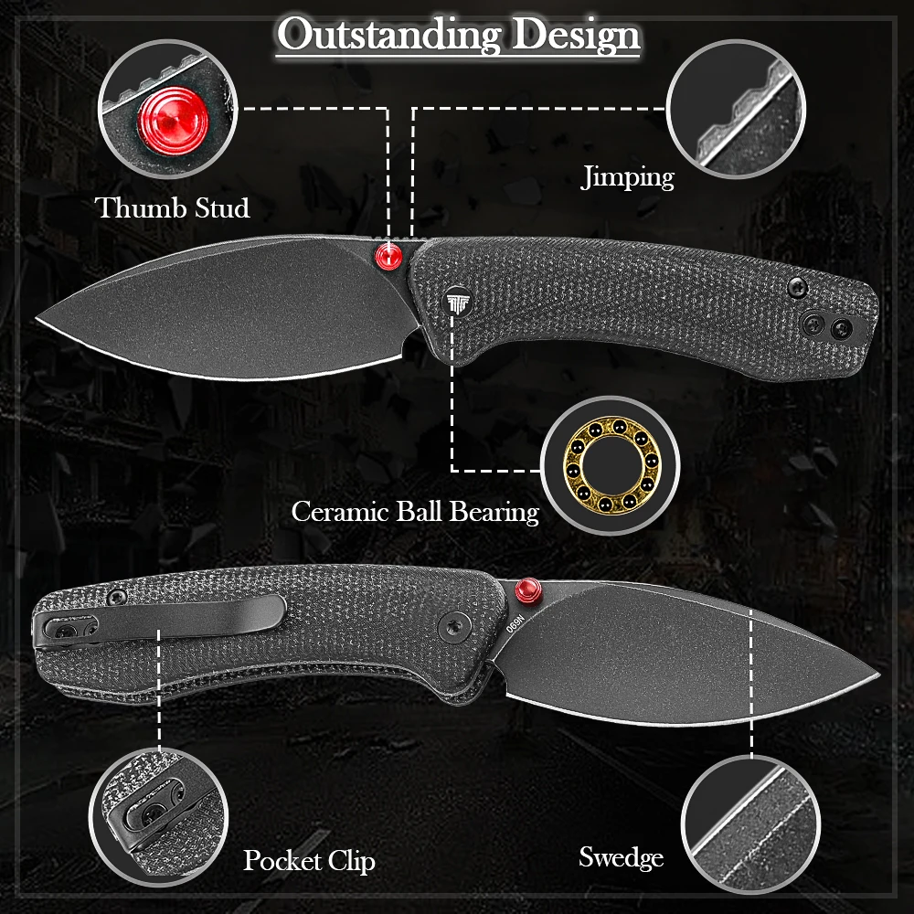 Cuchillo plegable TRIVISA Koala-B – EDC táctico para acampada y caza - imagen 4
