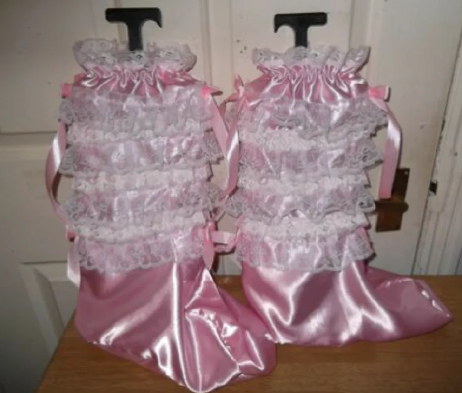 Adult Babys Sissy Maids Unisex CD/TV Satin & Lace Humiliation Booties Customized