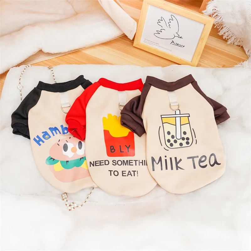 Autumn and Winter Pet Hoodie Clothing Small Dogs Cats Delicious Fast Food Series Hoodies Teddy Bears Small Dogs Puppy Clothes