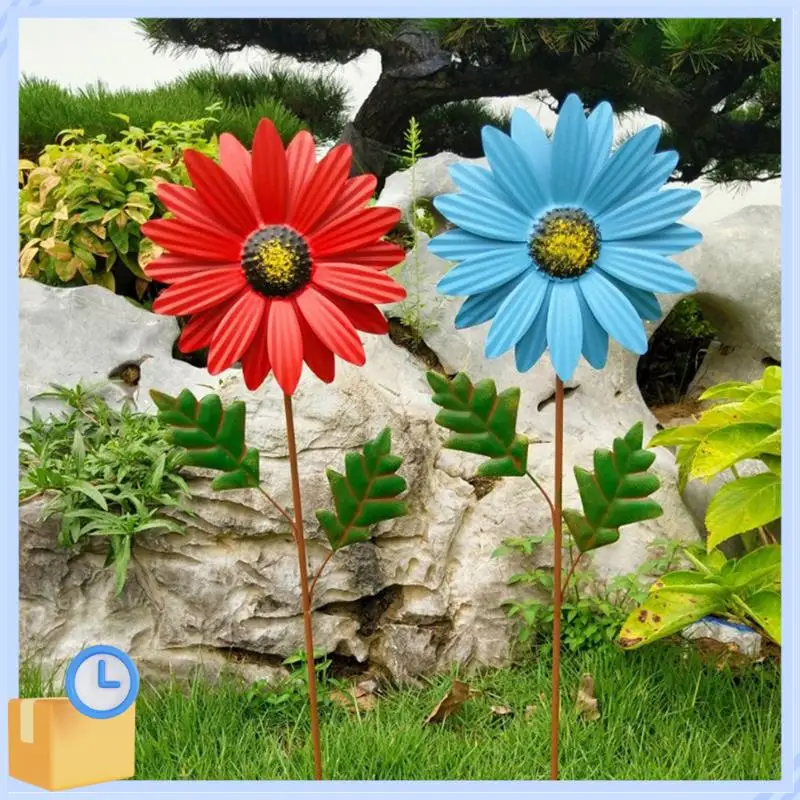 Populaire rode metalen Daisy Garden Stakes Decor, metalen bloemstok buitendecoraties, 3D Daisy Stake Yard Art voor muur gemakkelijk te gebruiken