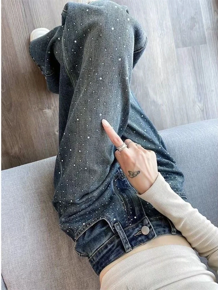 جديد ربيع الخريف بالإضافة إلى حجم العلامة التجارية الإناث النساء الفتيات شارع العليا واسعة الساق الجينز