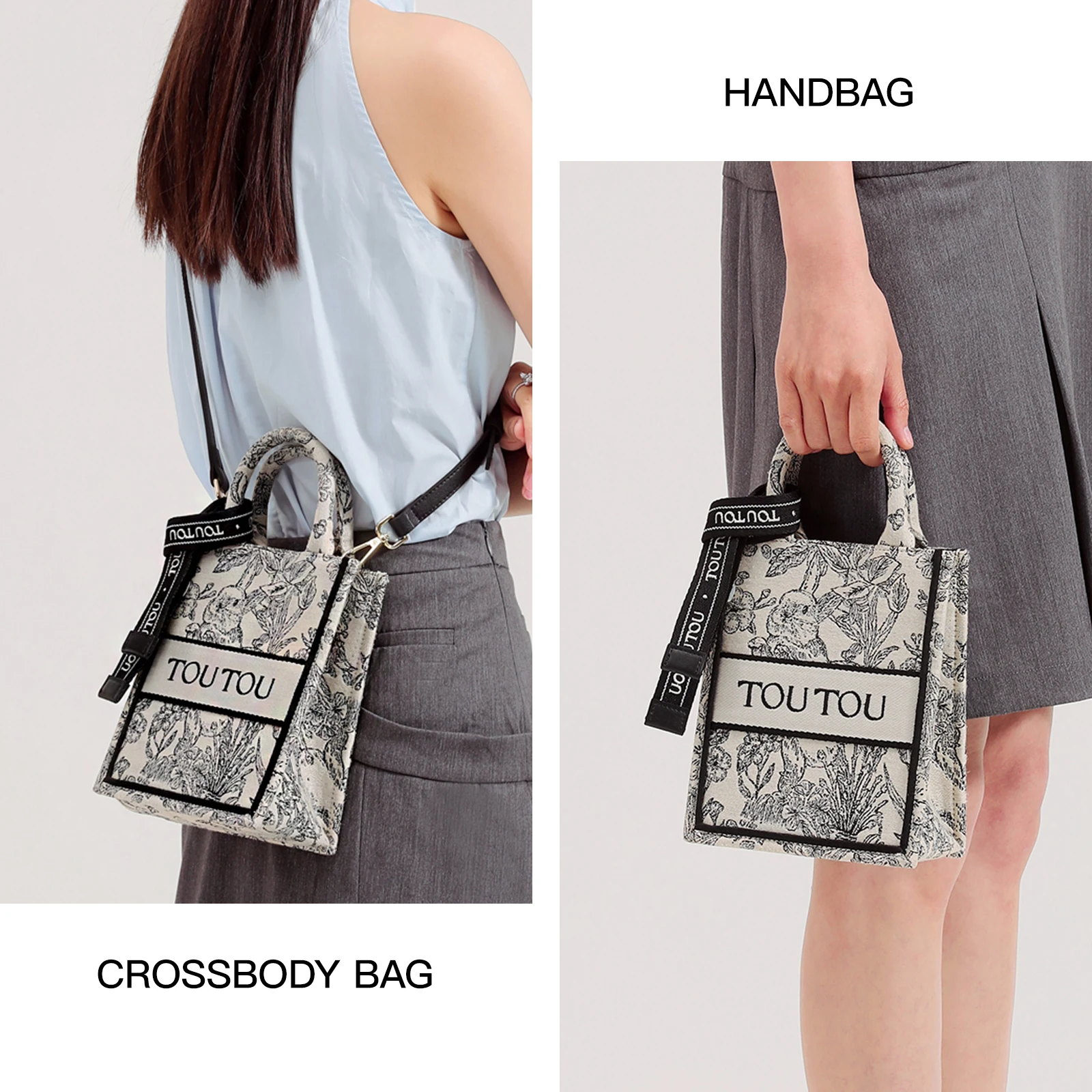 TOUTOU Women Handbag Autumn China-Chic Embroidery Vertical Version Handheld Tote Bag Versatile One Shoulder Crossbody Bag Female