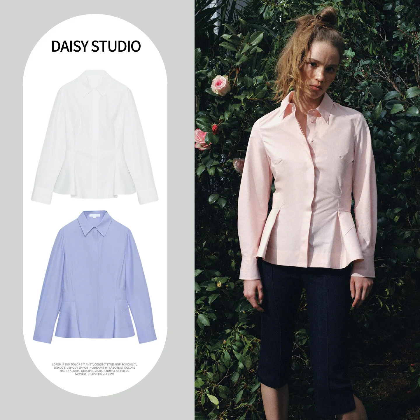 Spring Summer New Women's Minimalist Style Long Sleeve Nine Points Short Skirt Shirt Button Flip Cover Collar Breathable Poly...