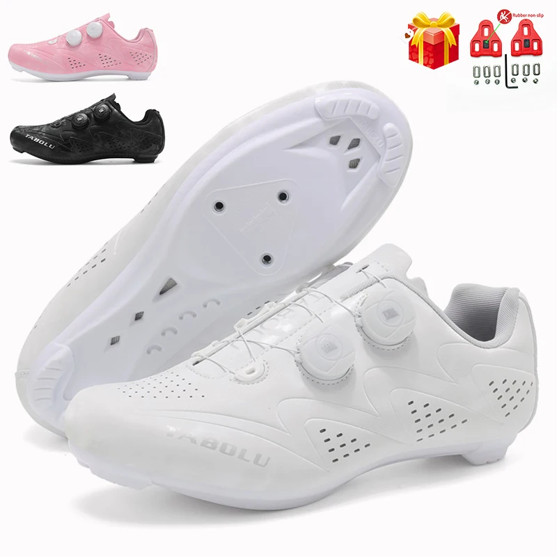 

New Road Cycling Shoes Men's White Male Self-Locking Cleat Non-slip Speed Bicycle Shoes Women Spd Racing Sneakers Lightweight